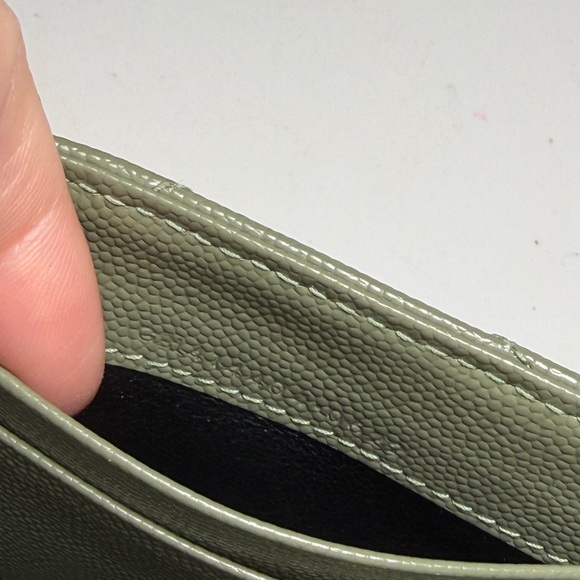 SOLD Saint Laurent Grain De Poudre Matelasse Chevron Small Envelope Wallet Sage - Picture 6 of 13